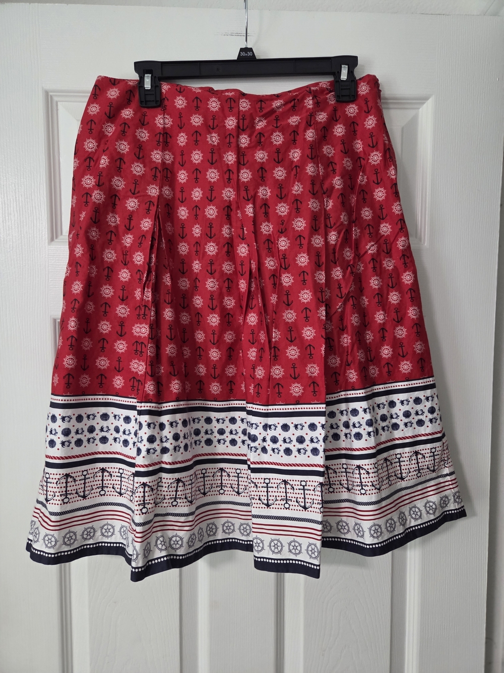 Charter Club Red Nautical-Print A-Line Midi Skirt. 10 Yacht Club Sailing Beach